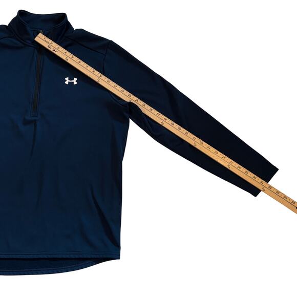 Under Armour Sweatshirt Mens Large Blue Loose 1/4 Zip Fleece Lined Performance - Picture 10 of 10